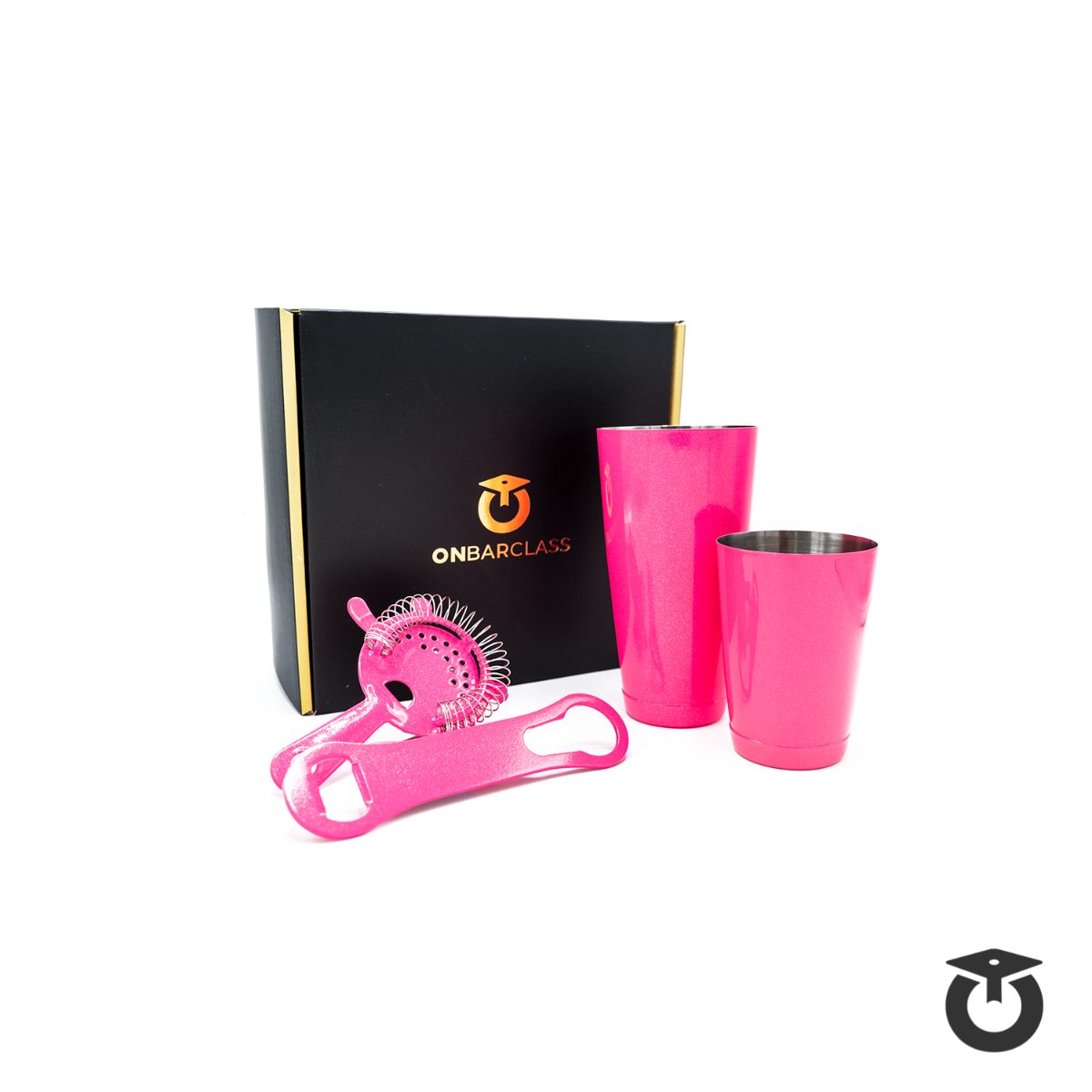 Kit de Coctelería Pink Glitter Deluxe (4 Piezas) [PRE-VENTA]